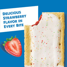 Frosted strawberry toaster pastry, white icing with red crumb sprinkles