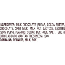 Ingredients list for milk chocolate peanut butter cups with contains allergen statement