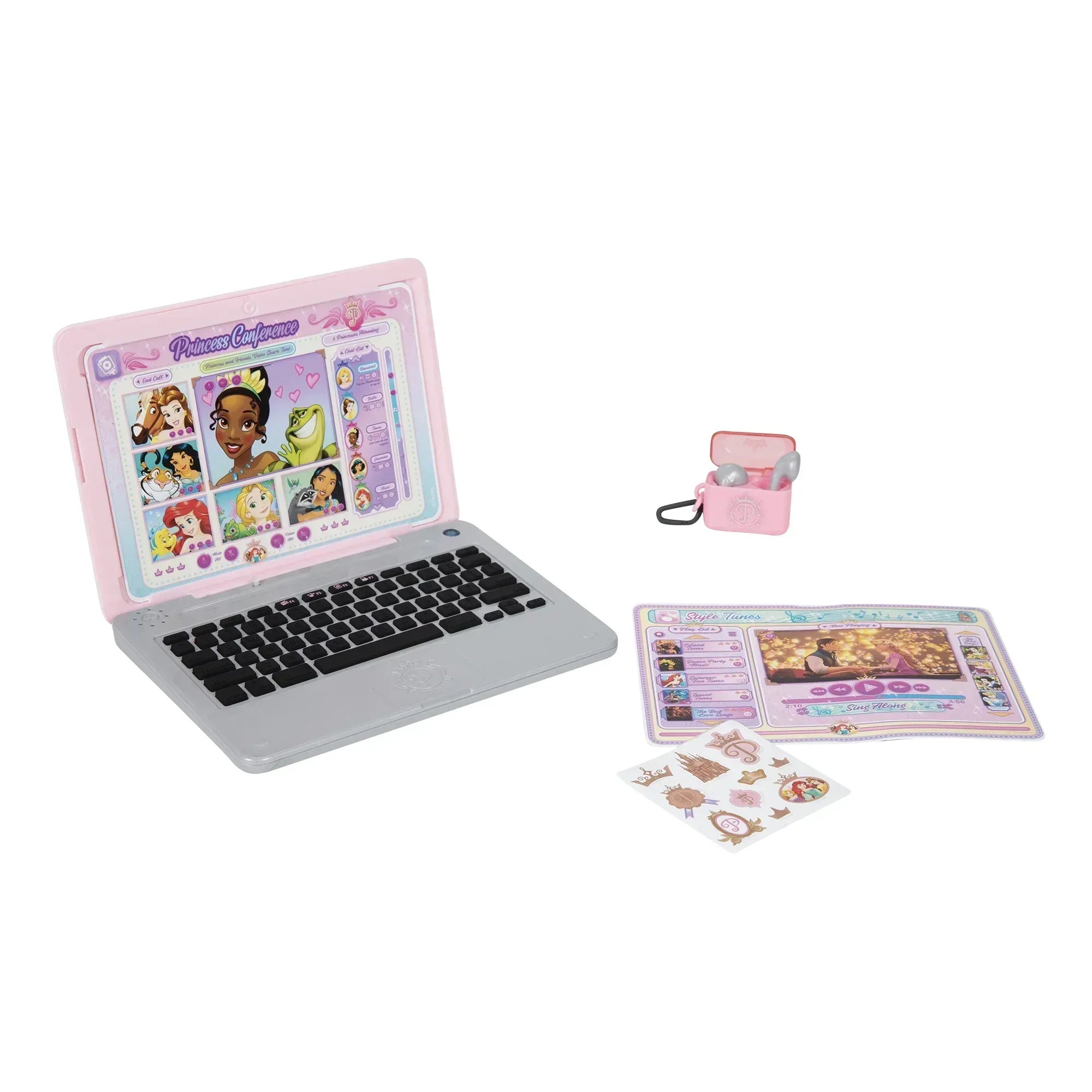 Disney Princess Style Collection Pink Pretend Laptop with Play Earbuds 5 Ways to Play 0.89Pound - USA MEGA SHOP