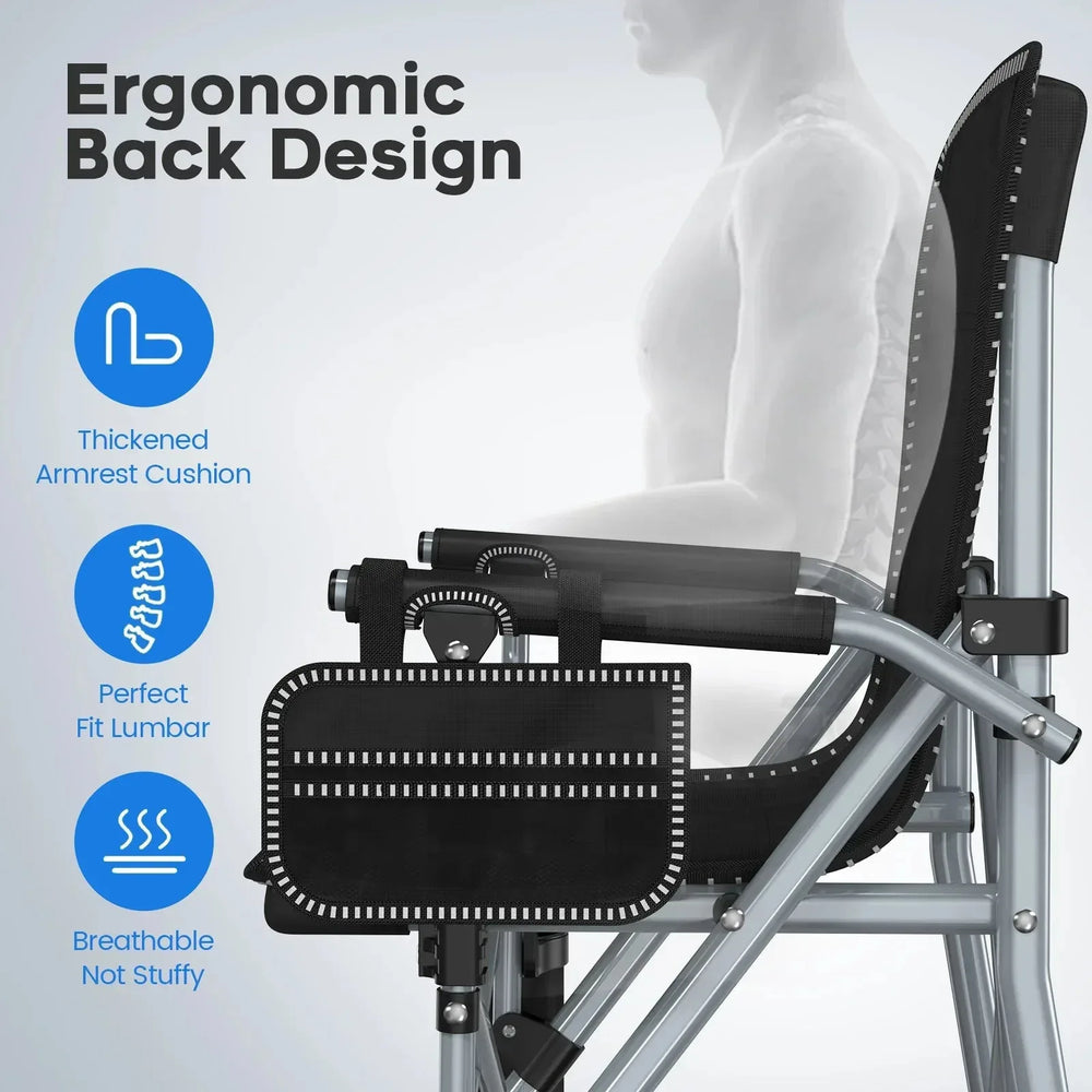 LNOW Folding Camping Chair with Cup Holder & Side Pocket Lightweight Portable Chairs for Beach, Sports, Fishing, â€Œâ€ŒBlack - USA MEGA SHOP