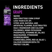 Sports drink bottle, Grape flavor with ingredients panel
