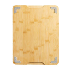 Bamboo cutting board with non-slip corners and juice groove, natural light wood color