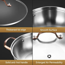 Stainless steel glass lid features with anti-hot handles close-up