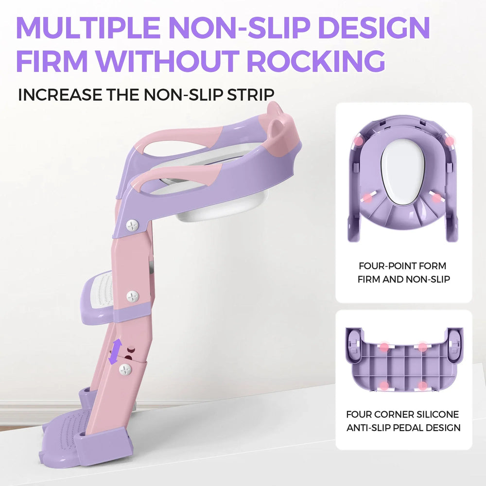 FVLOENG Potty Training Seat for Kids Boys Girls,3 in 1 Toddler Toilet,Potty Training Toilet with Urinals, Toddler Step Stool Ladder and Splash Guard Anti-Slip with Soft Cushion (Pink) - USA MEGA SHOP
