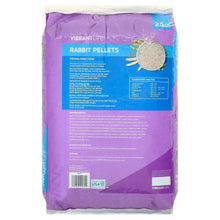 Rabbit pellets bag back label with feeding directions, analysis, and ingredients
