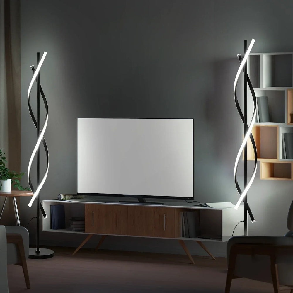 LED Spiral Floor Lamp 60 Inch Modern Floor Lamps Dimmable Black Standing Lamp 34W Contemporary Floor Lamps for Living Room Bedroom Kitchen Office - USA MEGA SHOP