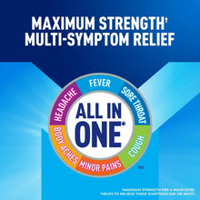 Mucinex Fast-Max caplets box showing “All in One” fever, sore throat, cough