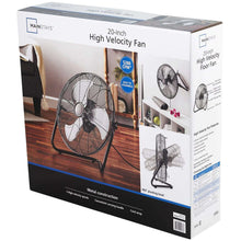 Mainstays 20-inch high velocity floor fan retail box with metal construction