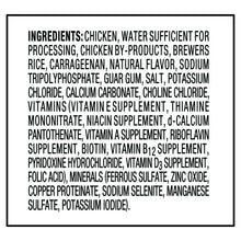 Dog food can ingredients panel with long ingredient list text