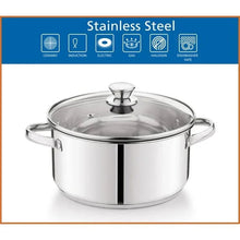 Mirror-finish stainless steel Dutch oven with glass lid and riveted handles