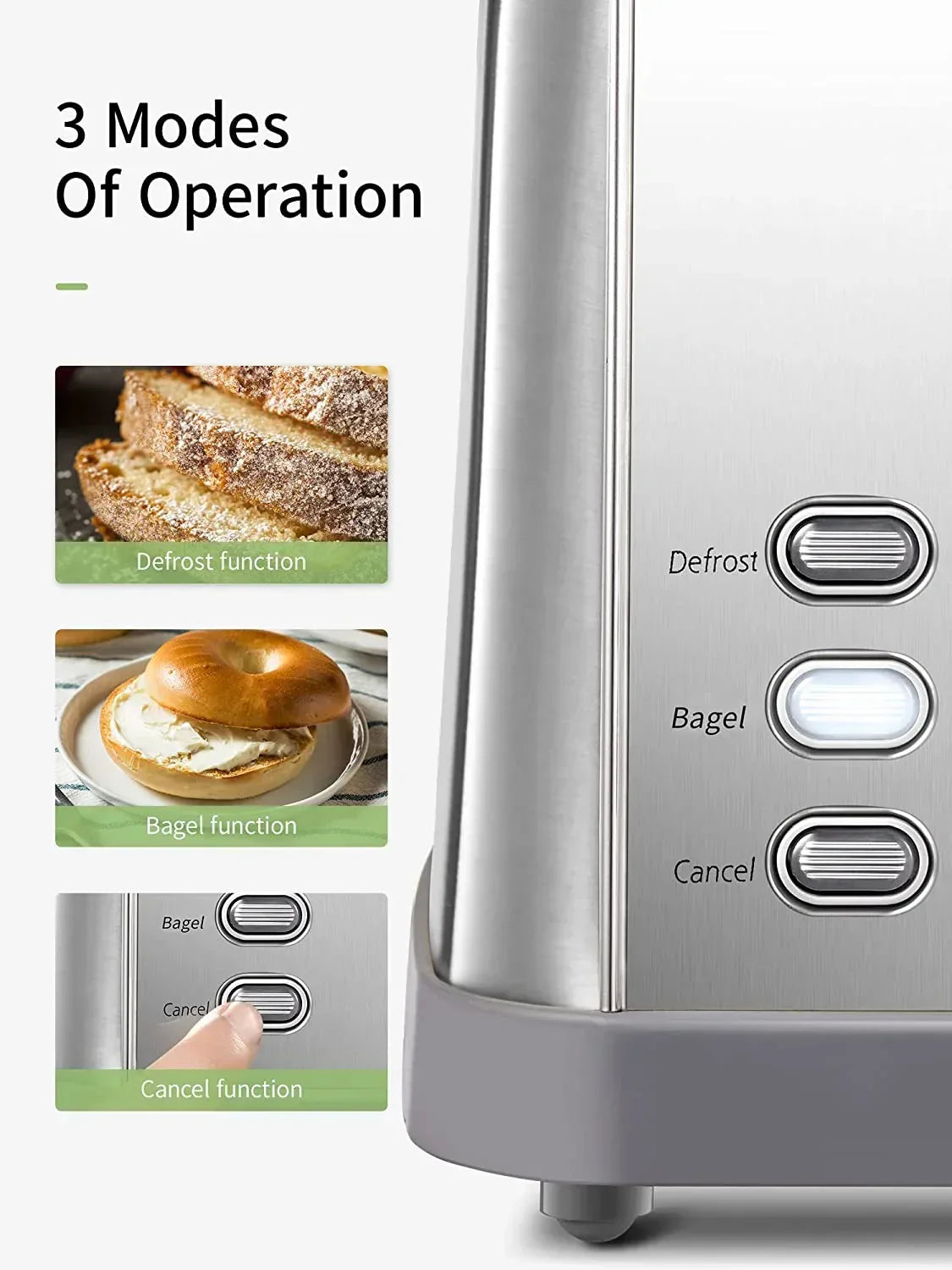Toaster, Retro Bagel Toaster Toaster with 7 Bread Shade Settings, 2 Extra Wide Slots, Defrost/Bagel/Cancel Function, Removable Crumb Tray, Stainless Steel Toaster by Yabano, Silver - USA MEGA SHOP