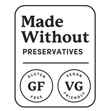 Medjool dates badge: made without preservatives, gluten-free and vegan friendly
