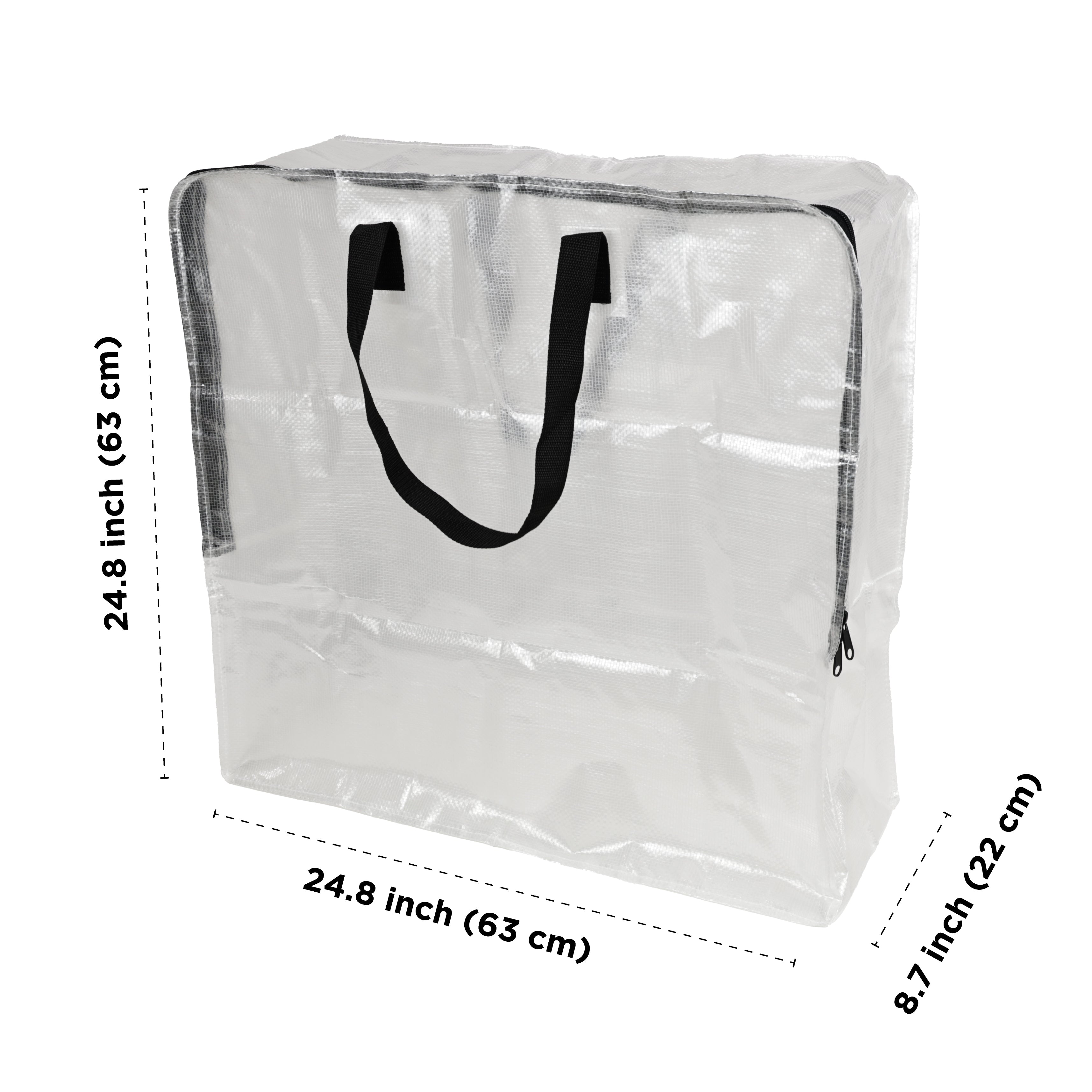 Mainstays Clear 24 Gallon Heavy Duty Slim Storage and Moving Bag with Zipper Closure and Dual Carry Handles