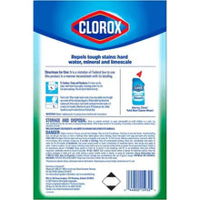 Toilet bowl cleaner pack back label with usage directions and storage information