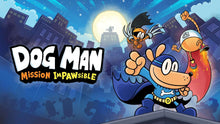 Nintendo Switch game cover art with Dog Man running and a bright flare behind