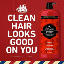 Old Spice Swagger 2-in-1 shampoo and conditioner bottle, red with black pump.
