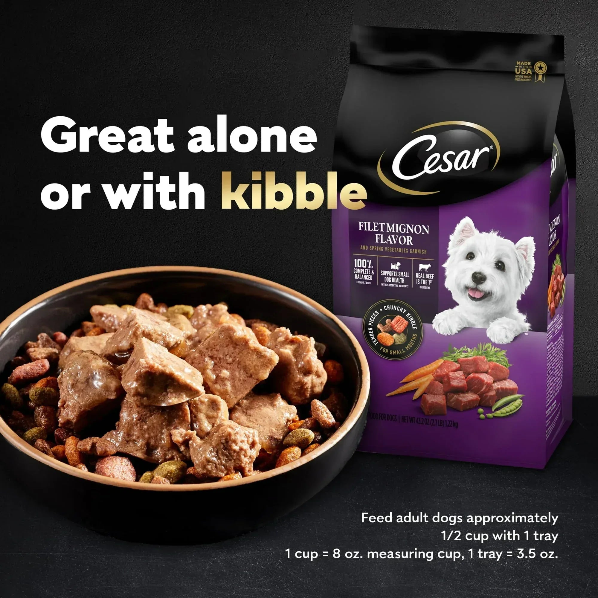 Cesar Loaf And Topper Angus Beef With Bacon And Cheese Wet Dog Food, 3.5 Oz Tray