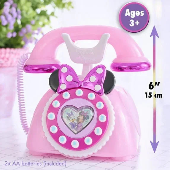 Disney Junior Minnie Mouse Ring Me Rotary Phone with Lights and Sounds, Interactive, Iridescent Pink, Baby and Toddler Toys - USA MEGA SHOP