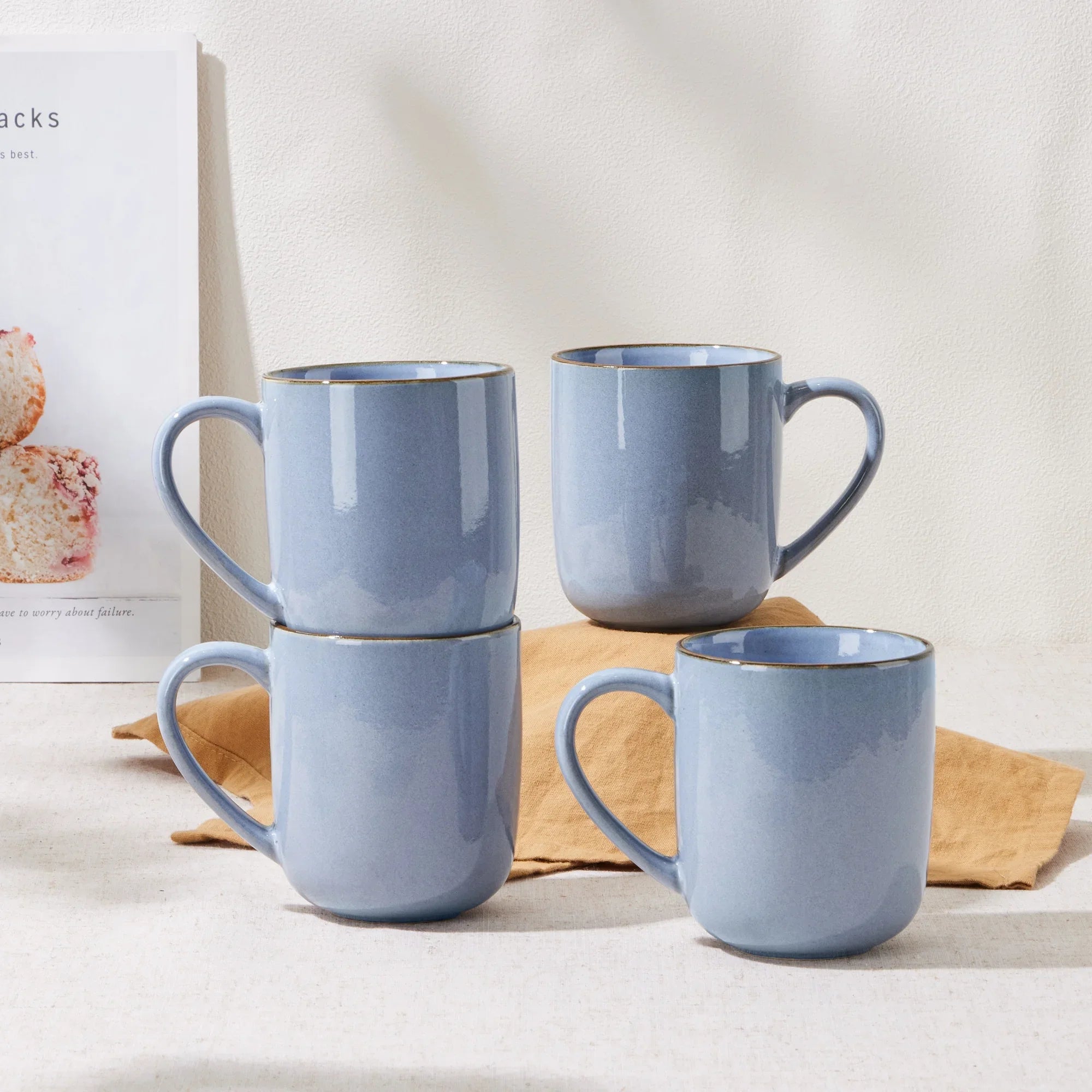 Vesteel Coffee Mug Set of 4, Ceramic Coffee Cups with Handles, 14oz Handmade Reactive Glaze Mugs Set for Coffee Tea Milk, Mug Gifts for Thanksgiving Day Anniversary, Gifts for Men, women, Home, Office and Restuarant