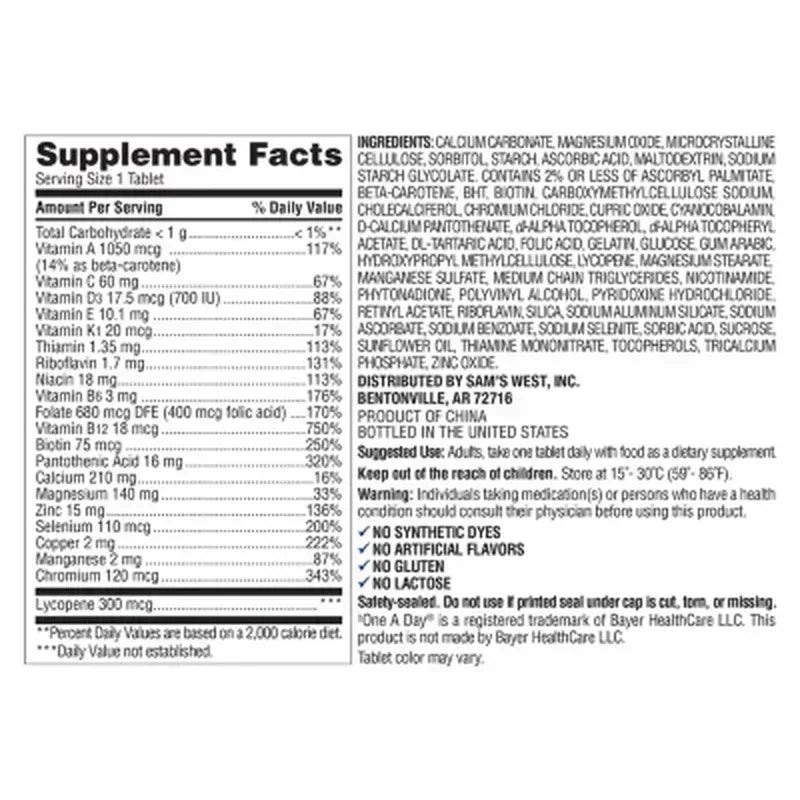 Member's Mark Men's Daily Multivitamin Tablets, 275 ct.