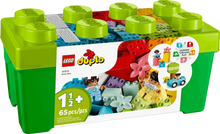 Green LEGO DUPLO brick box set with colorful pieces shown inside