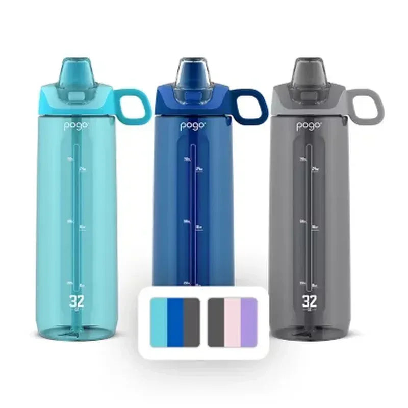 Pogo 32-Oz Tritan Water Bottles, Assorted Colors (3 Pk.)
