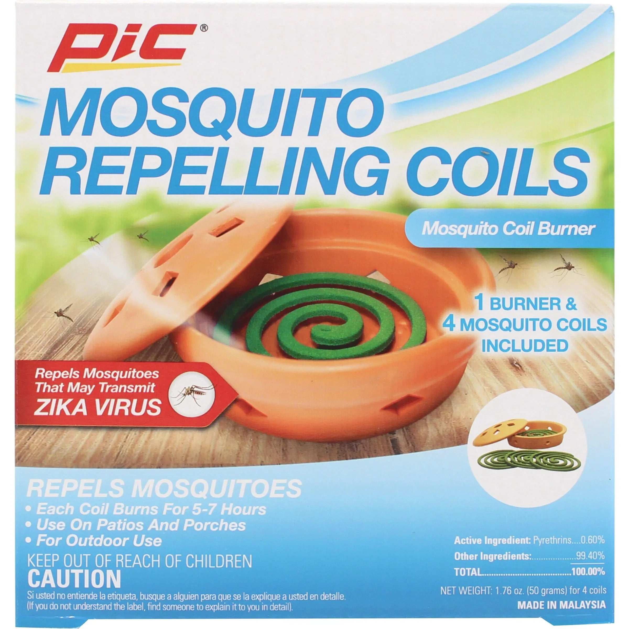 PIC Mosquito Coils with Terra Cotta Burner, Mosquito Repellent, 3 oz, 5 Pc Box - USA MEGA SHOP