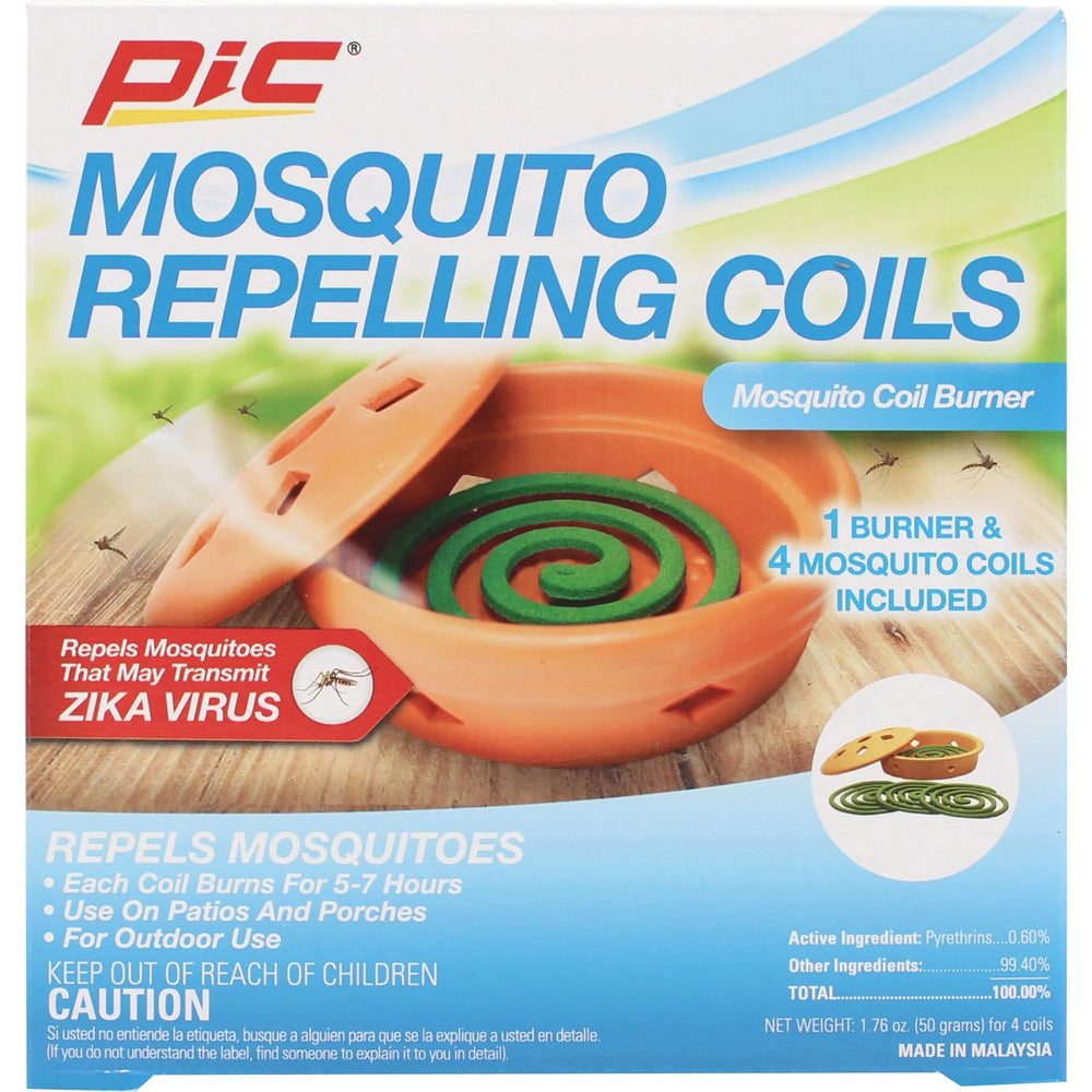 PIC Mosquito Coils with Terra Cotta Burner, Mosquito Repellent, 3 oz, 5 Pc Box - USA MEGA SHOP