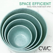Speckled mint nesting prep bowls, four bowls stacked