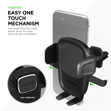 Easy One Touch air vent phone mount with hinged cradle and vent arms