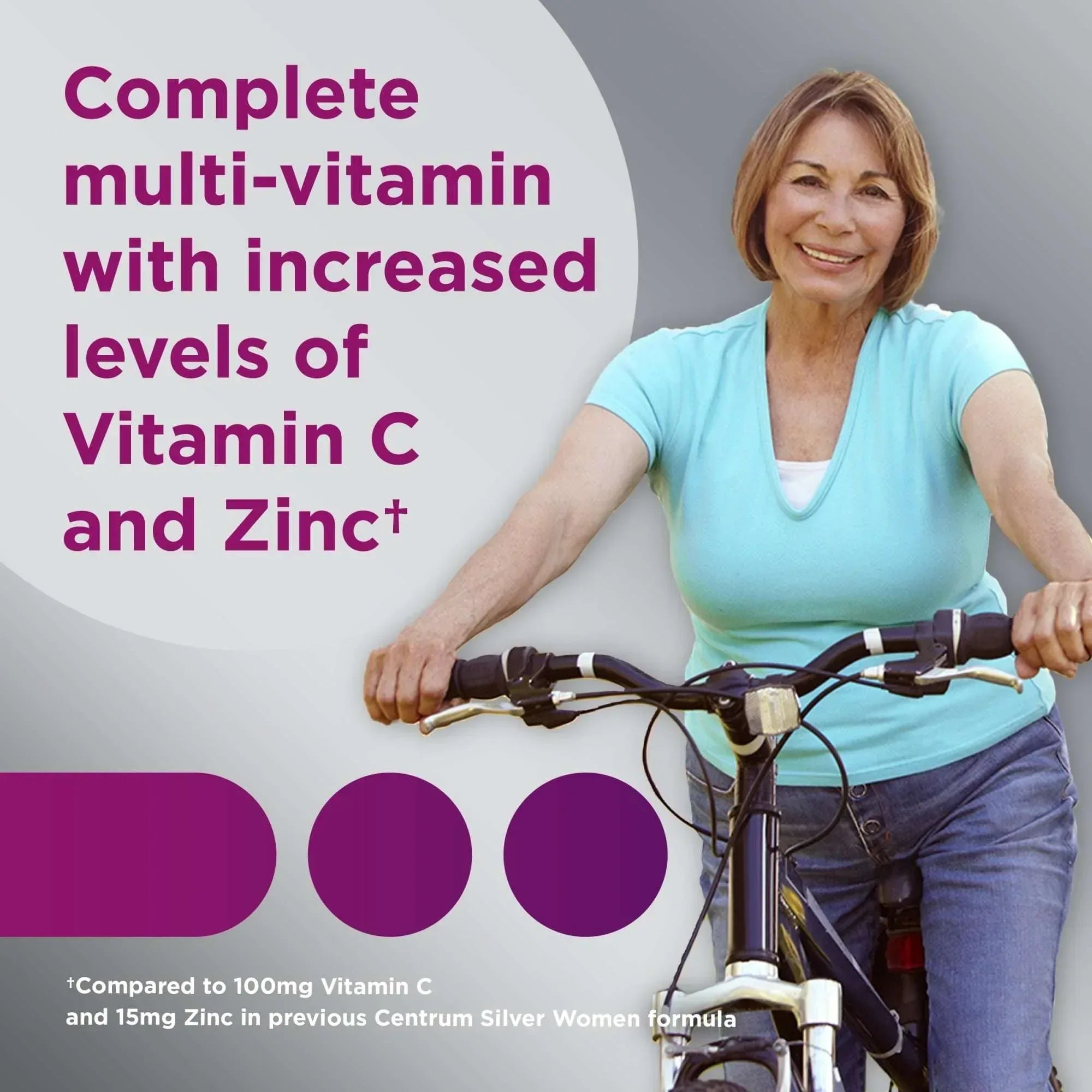 Centrum Silver Womens 50 Plus Multivitamin With Vitamin B, C, D3 & E, 65 Count