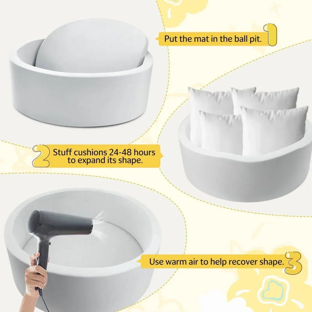 Hawsaiy Foam Ocean Ball Pit for Baby Infants and Toddlers Ages 1-3, Soft Round Play Area for Indoor/Outdoor Use, No Balls Included, Gray - USA MEGA SHOP