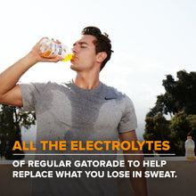 Man sipping a Gatorade Zero sports drink from an orange bottle