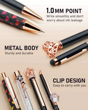 Metal-bodied black gel-style pens with rose-gold tips and 1.0 mm point