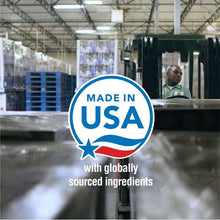 Dishwashing product graphic: made in USA with globally sourced ingredients
