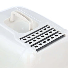 Removable litter pan grate and ramp insert inside enclosed cat box, white