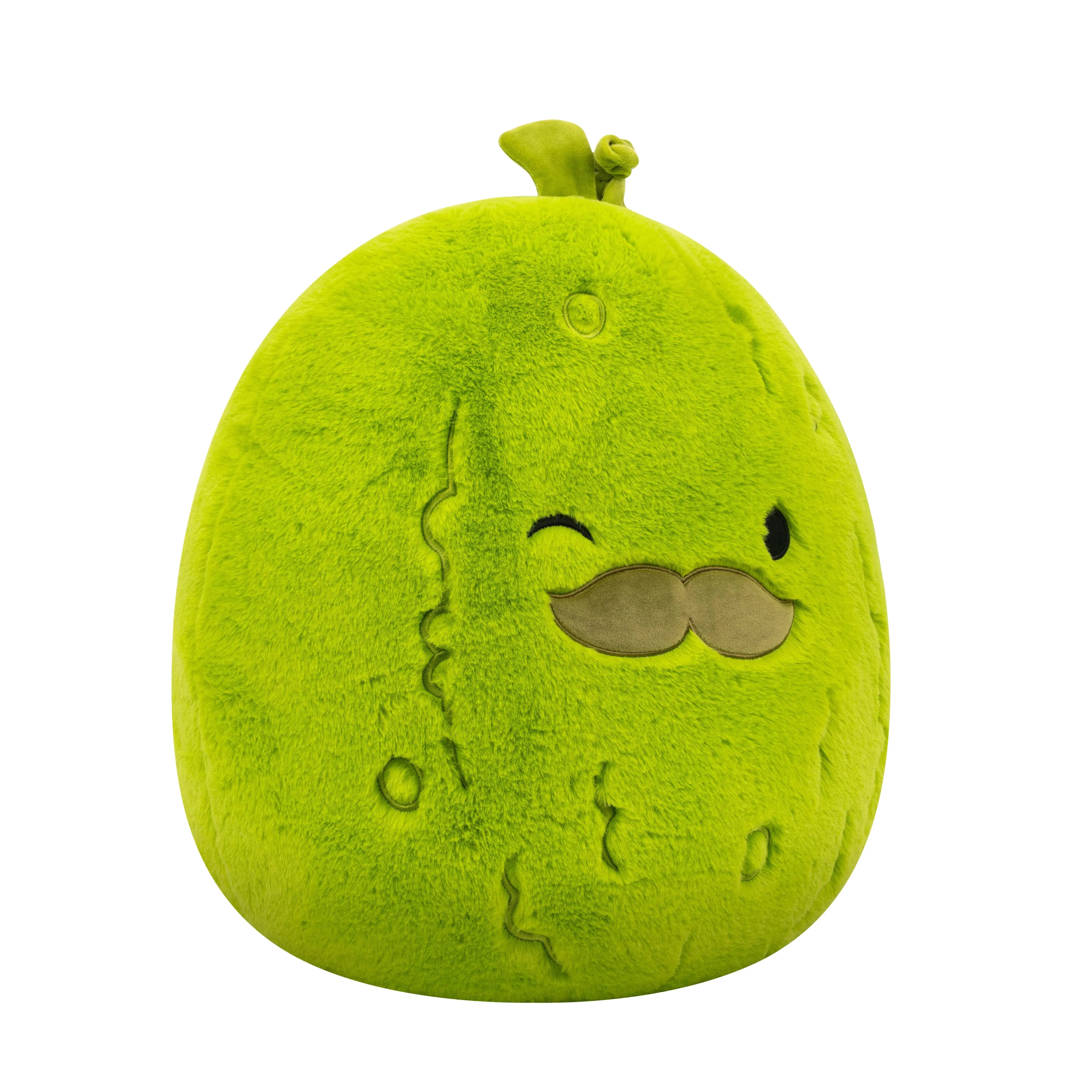 Squishmallows FuzzAMallow Official 16 inch Charles the Green Pickle with Mustache - Child's Ultra Soft Stuffed Plush Toy - USA MEGA SHOP