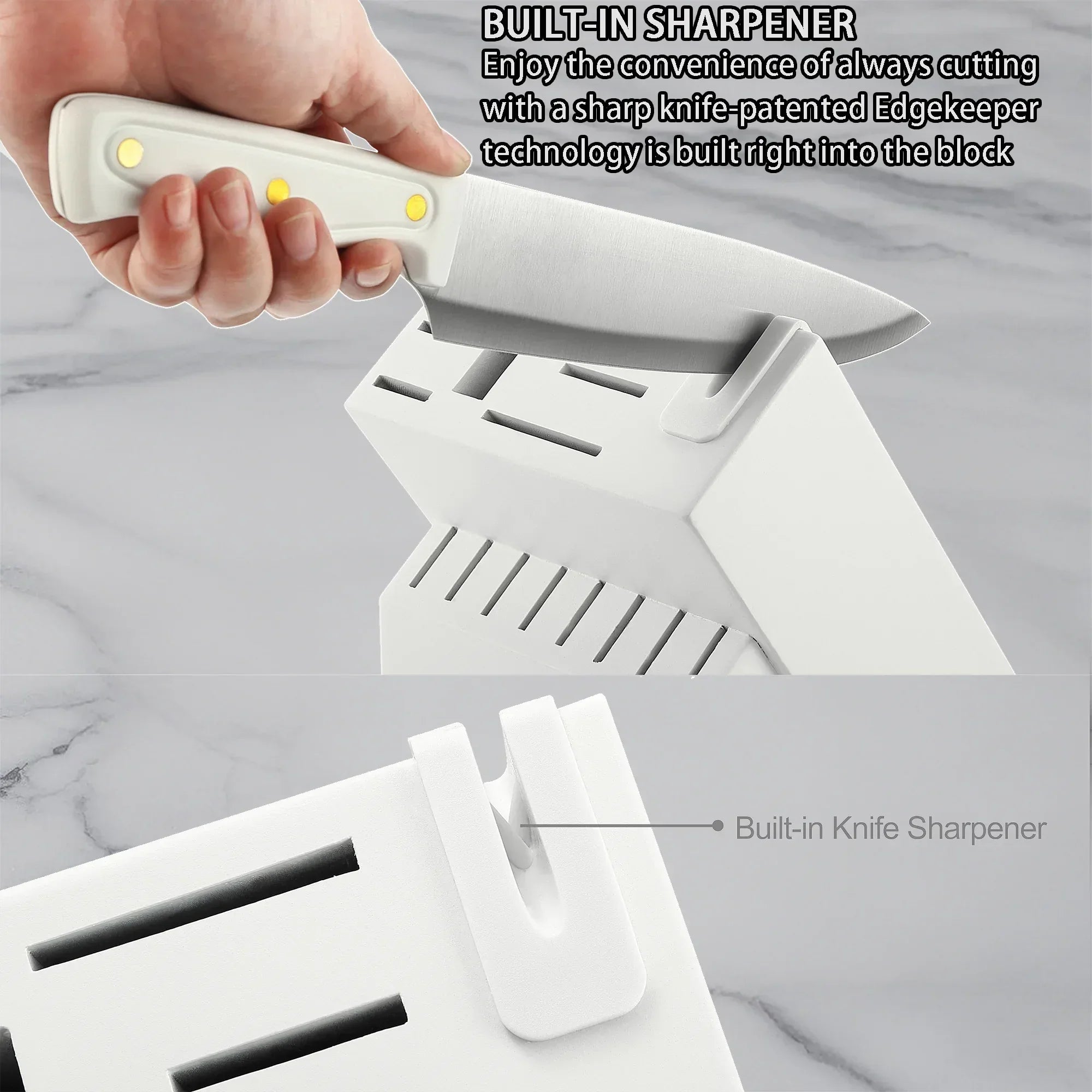 McCook DISHWASHER SAFE MC701 Knife Sets of 26, Stainless Steel Kitchen Knives Block Set with Built-in Knife Sharpener, Measuring Cups and Spoons - USA MEGA SHOP