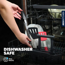 Kitchen tongs with silicone tips in a dishwasher basket