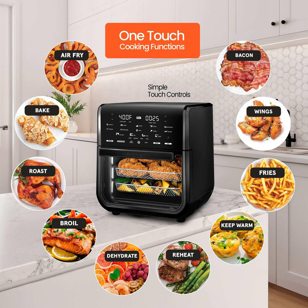 Gourmia All-in-One 14-Quart Air Fryer, Oven, Rotisserie, Dehydrator with Temperature Probe, Stainless Steel - USA MEGA SHOP