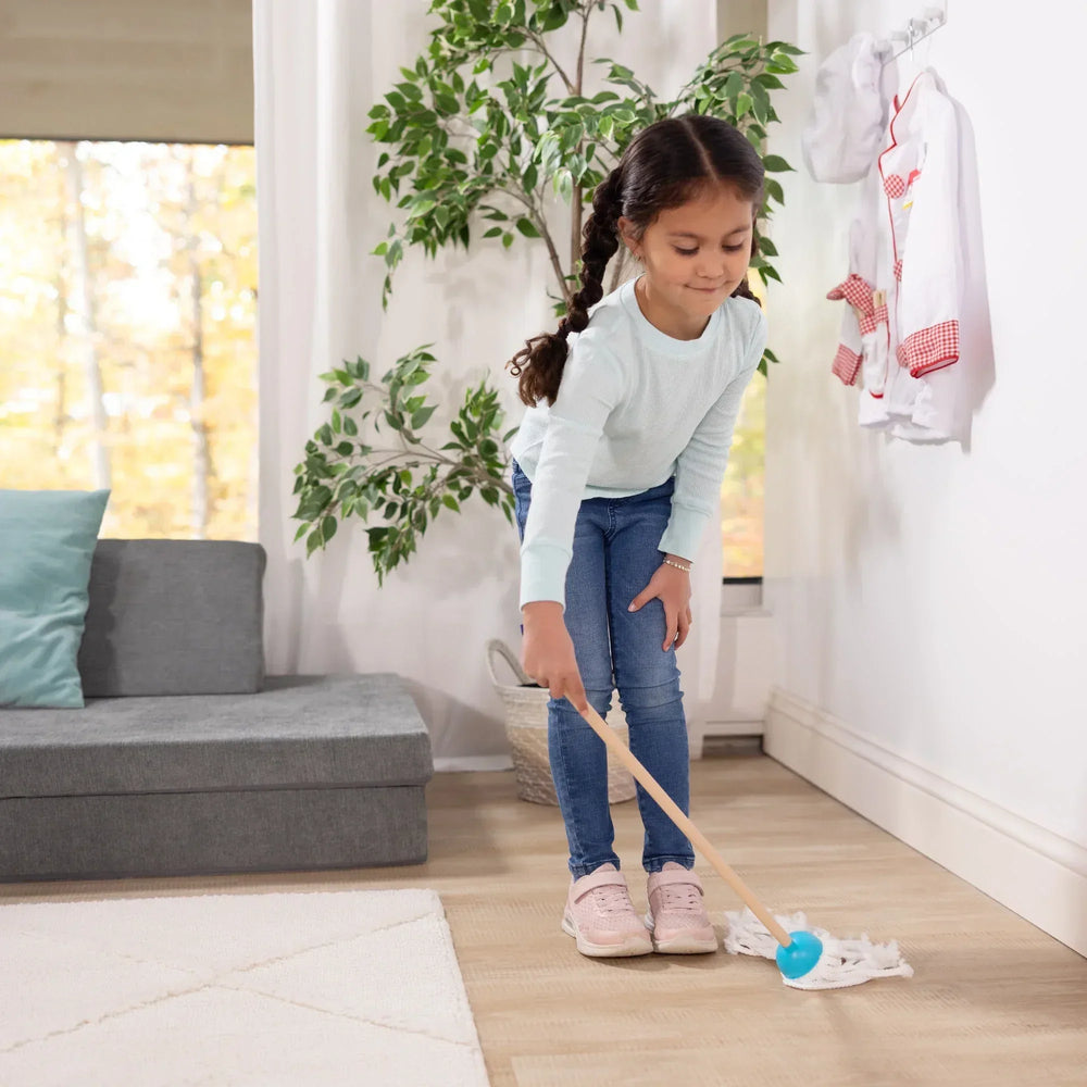 Melissa & Doug Dust! Sweep! Mop! 6-Pc Wood Pretend Play Preschool Cleaning Set - FSC Certified - USA MEGA SHOP