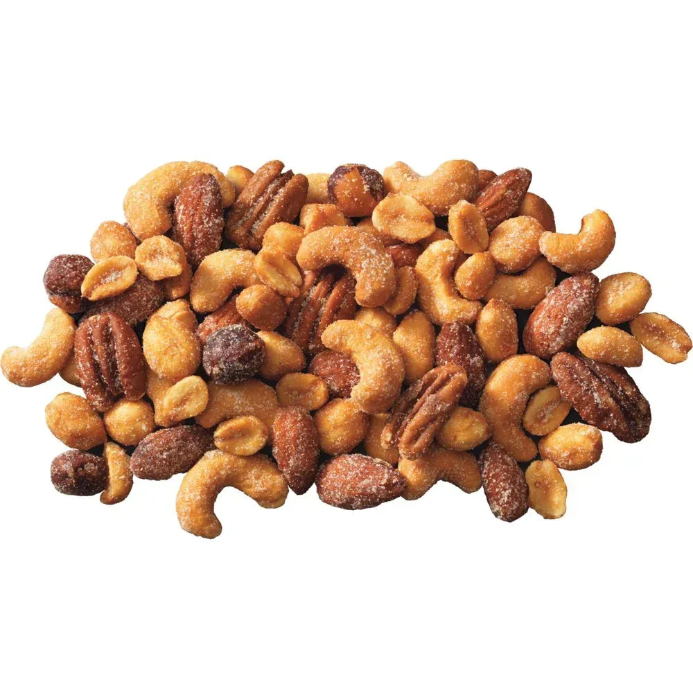 Honey Roasted Mixed Nuts, Party Snacks, Plant-Based Protein, 10 Oz Canister