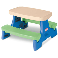 Little Tikes Outdoor Portable Kids Picnic Table with Umbrella, Blue Green, Ages 2+ - USA MEGA SHOP