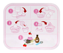 Ice cream kit instruction tray with step-by-step assembly diagrams