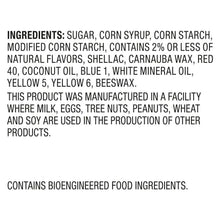 Ingredients list for jelly beans: sugar, corn syrup, corn starch, shellac, waxes