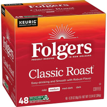Folgers Classic Roast 48-count Keurig K-Cup pod box, angled side view