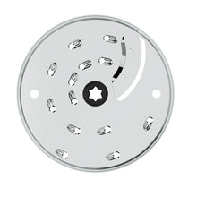 Food processor slicing/shredding disc with star center and multiple slots