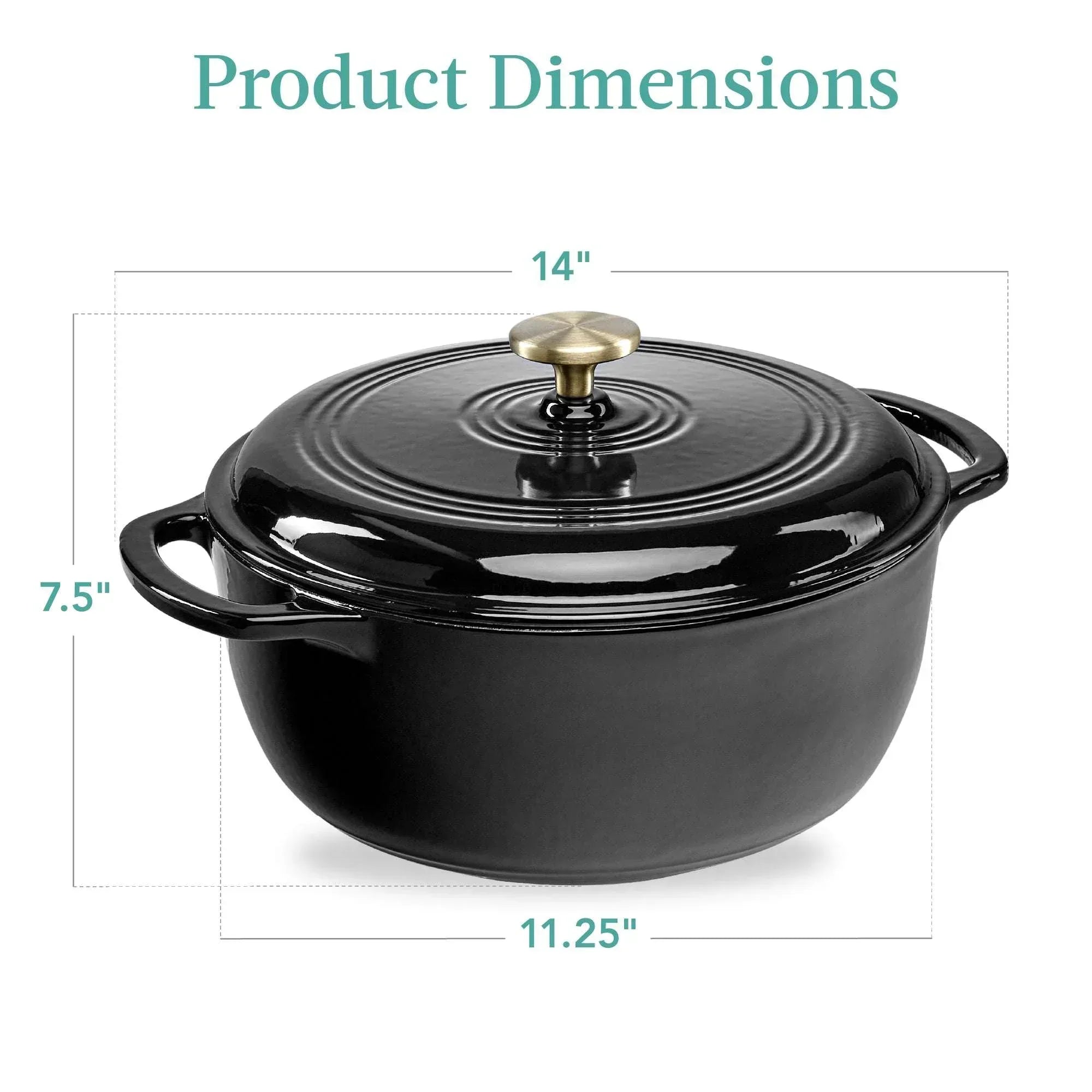 Best Choice Products 6 Quart Enamel Cast-Iron Dutch Oven, Heavy-Duty Cookware w/ Dual Handles, Lid - Black Licorice