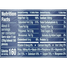 Nutrition Facts panel showing calories, fat, sodium, carbs, and protein for cashews