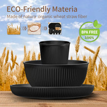 Black ribbed bowls and cup set for a complete dinnerware service